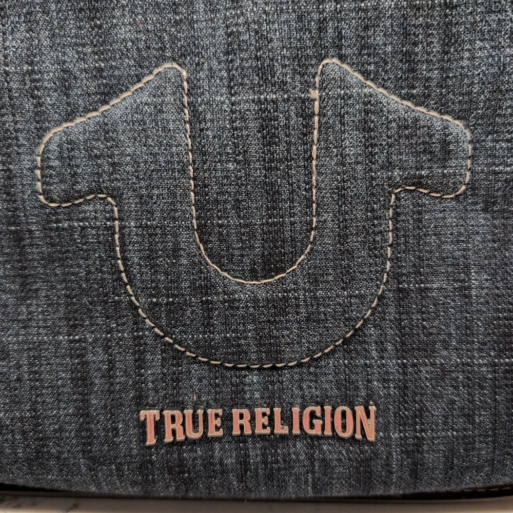TRUE‎ RELIGION Blue Denim Crescent Shoulder Handbag Purse NWT